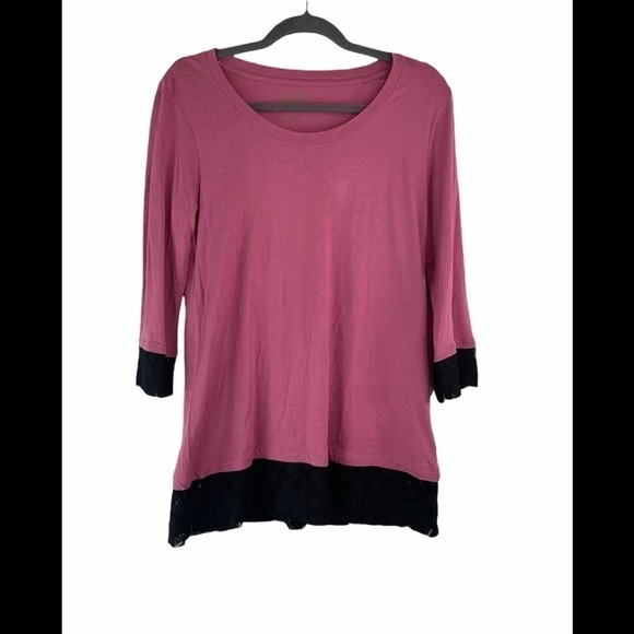 LOGO by Lori Goldstein Tops - LOGO Lori Goldstein Purple Tunic with Lace Details Size XS